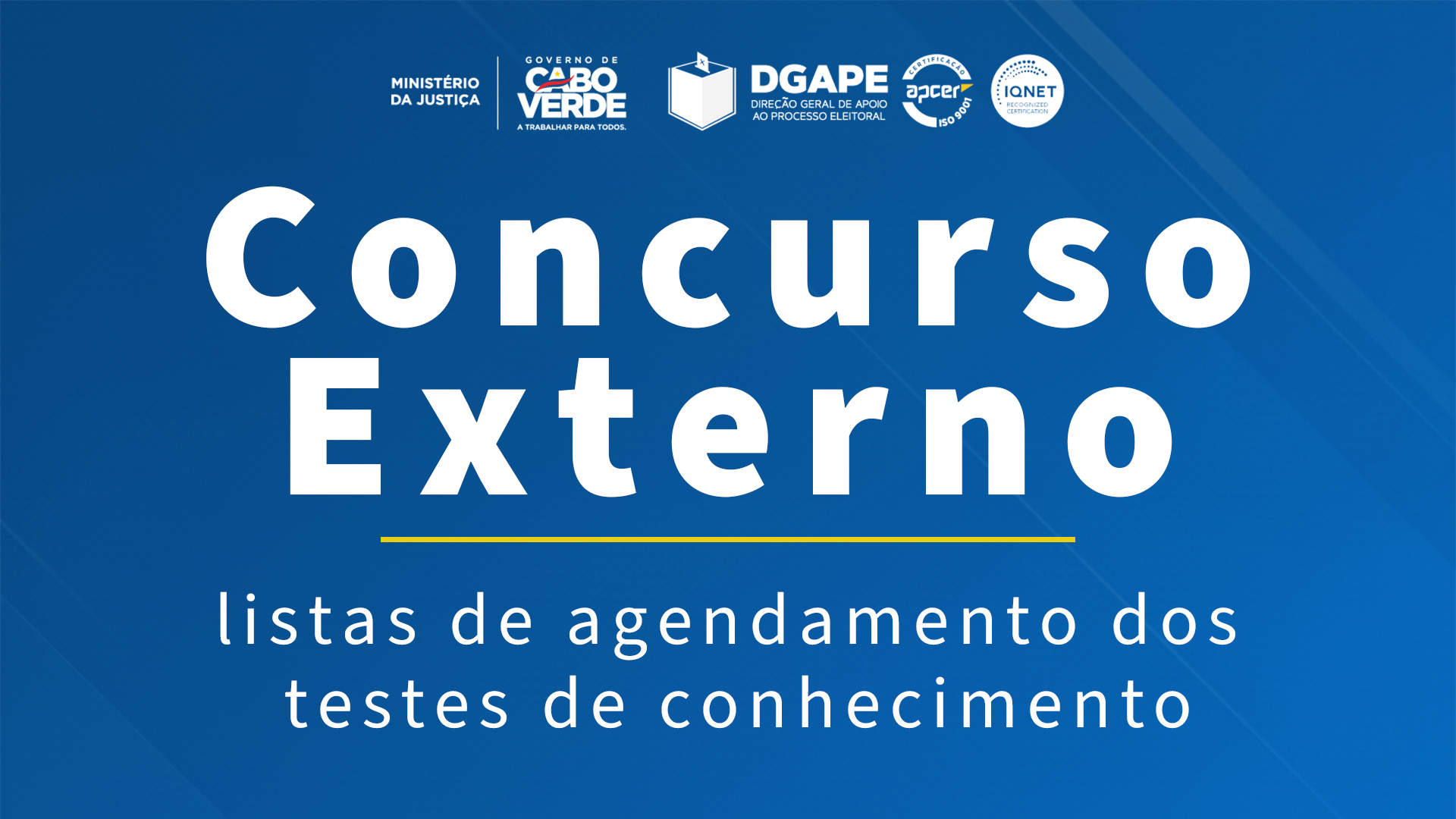 DGAPE divulga lista de agendamento dos testes de conhecimento